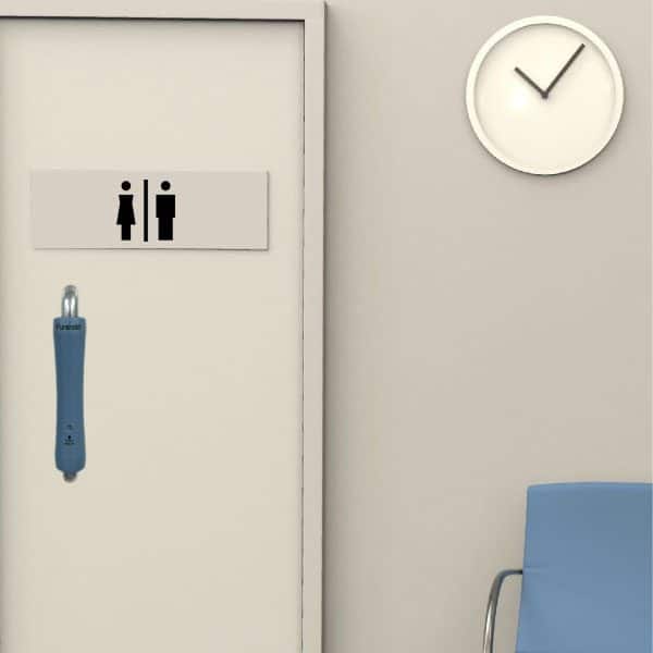 Bathroom door with antibacterial pull door handle