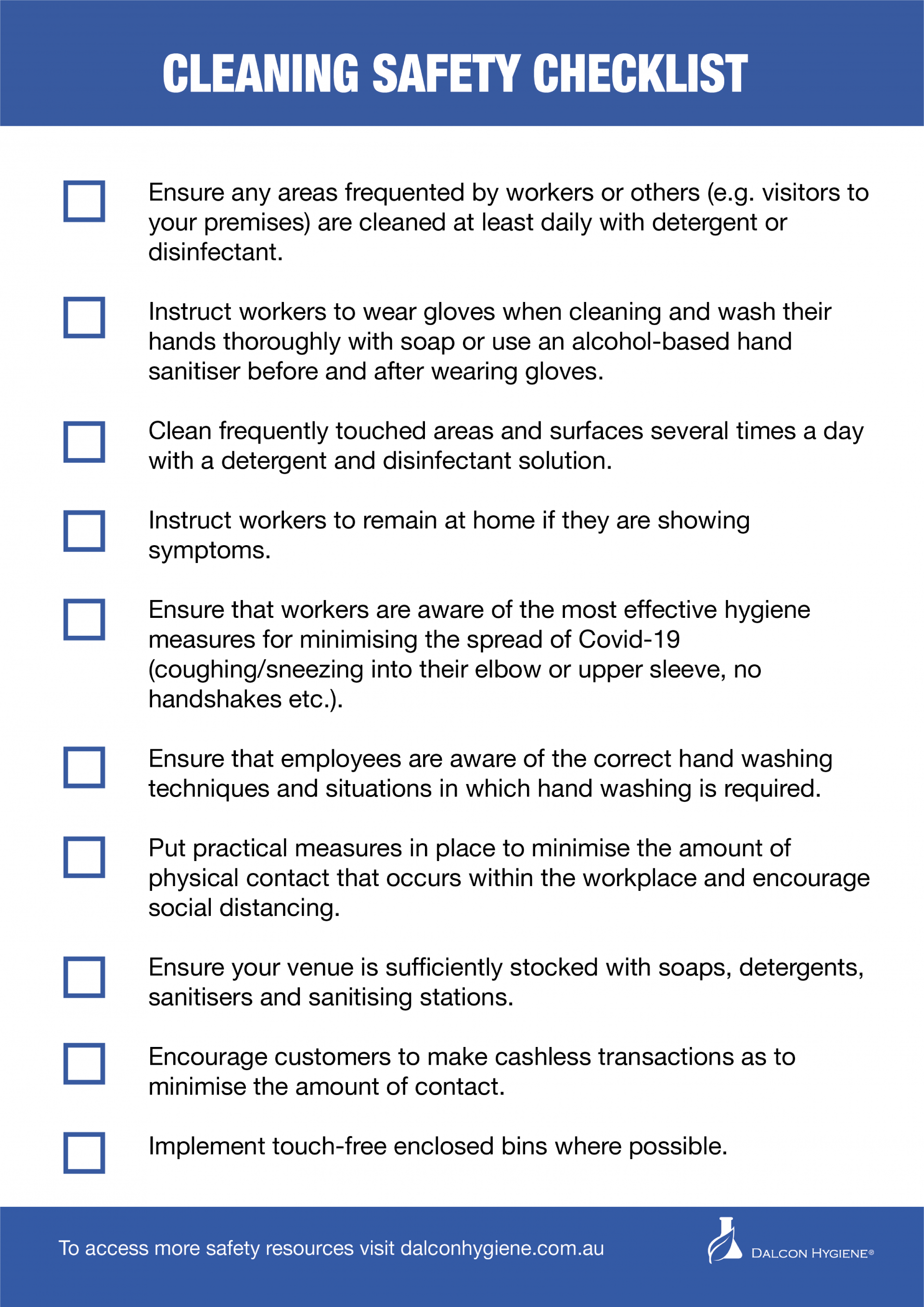 Cleaning Safety Checklist - Dalcon Hygiene-blog-post